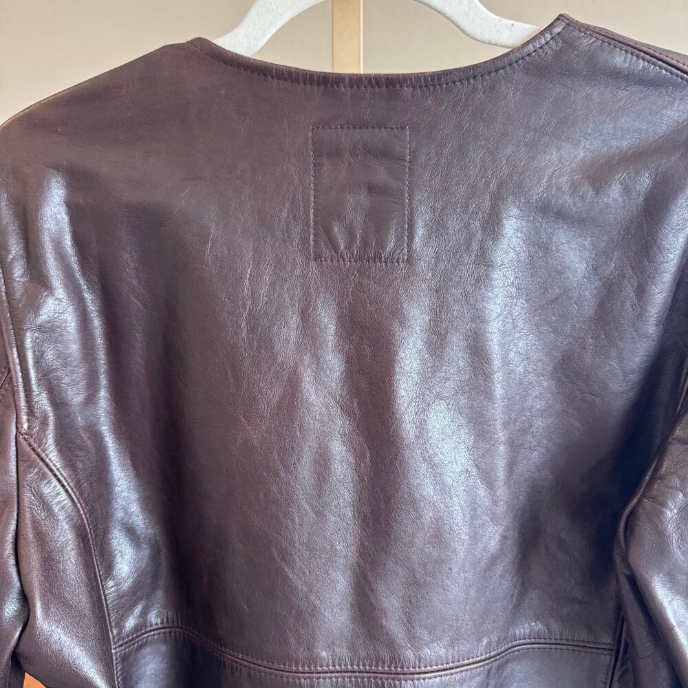 Gap x Cult Gaia Leather Tie-Front Jacket Brown Medium NWT - Picture 5 of 11